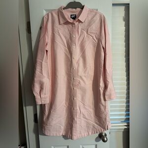 Lands' End Light Pink Casual Button Down Shirt Dress